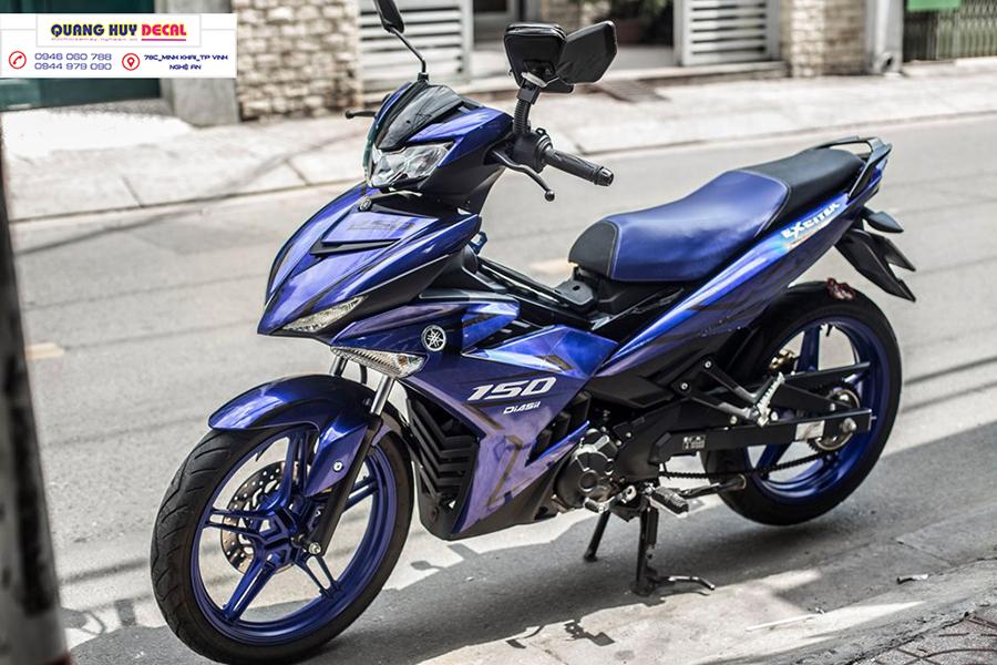 Tem trùm xe máy ex150 xanh đen slider - Độ tem xe máy ex150 thiết kế theo yêu cầu - Chế tem trùm xe máy exciter 150 rẻ đẹp