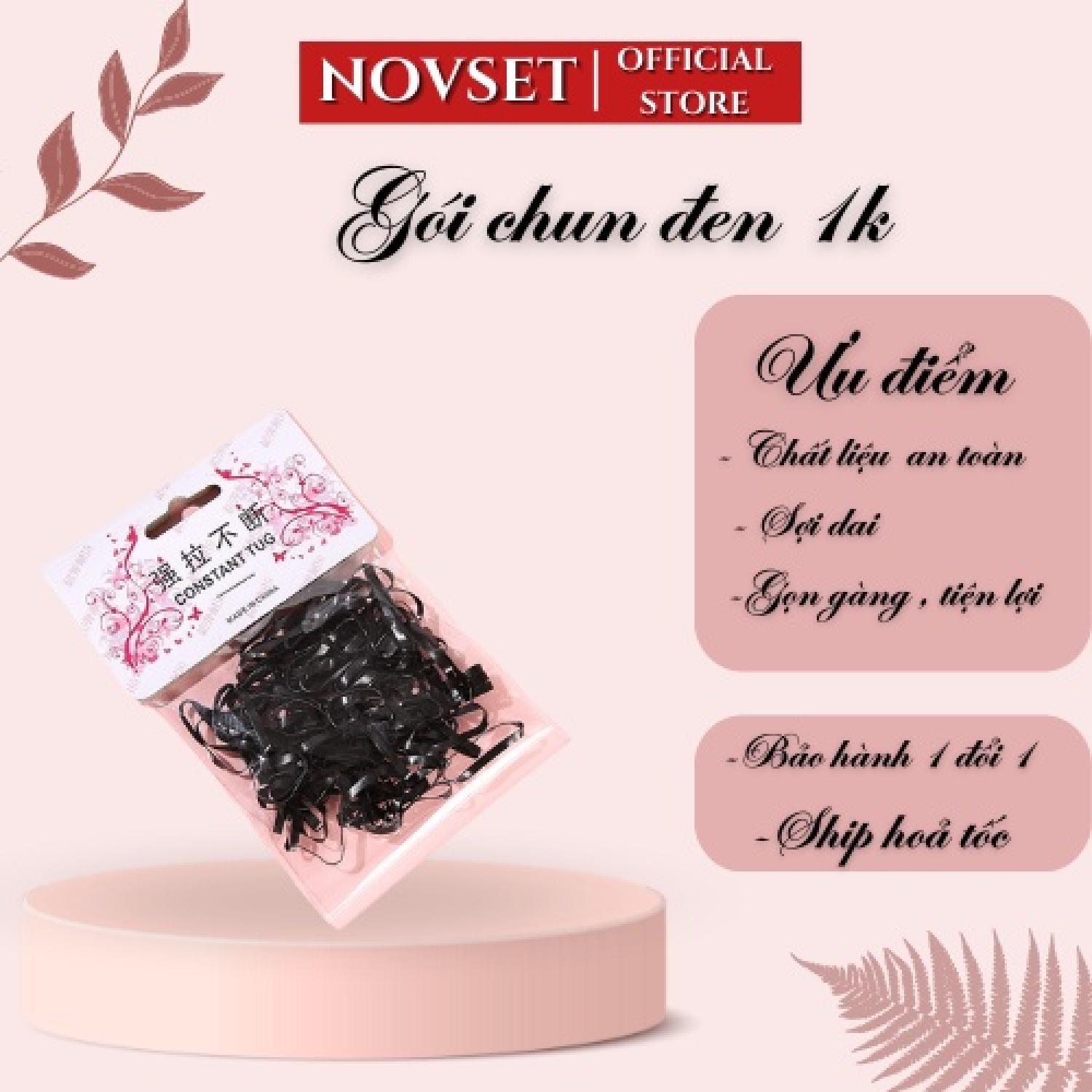 Chun buộc tóc 1K màu đen siêu dai