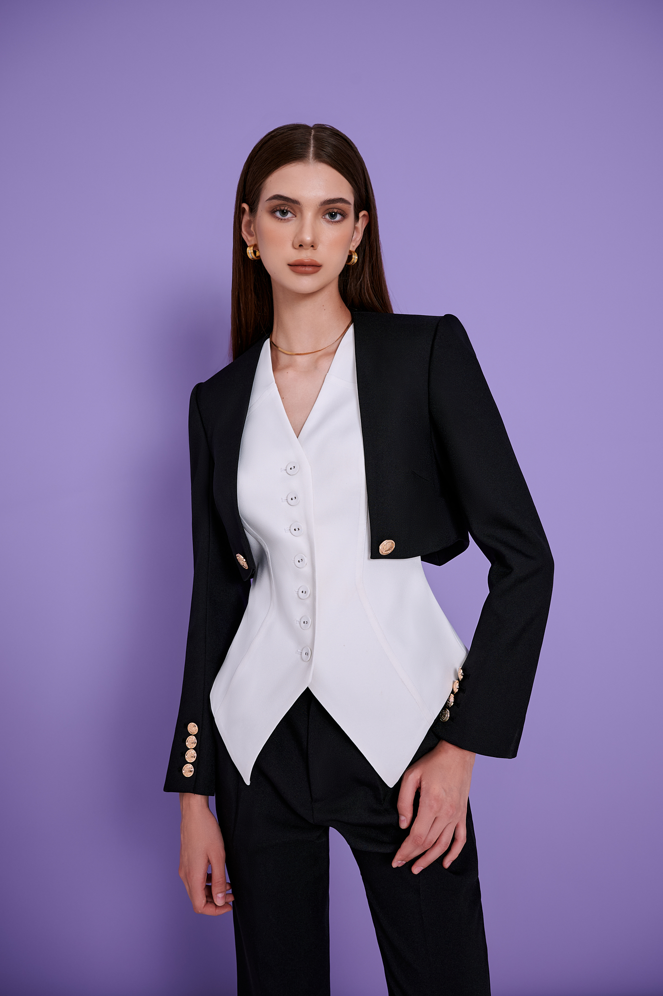 Áo blazer croptop phá cách - ESTHER STUDIOS Henry Blazer - Black