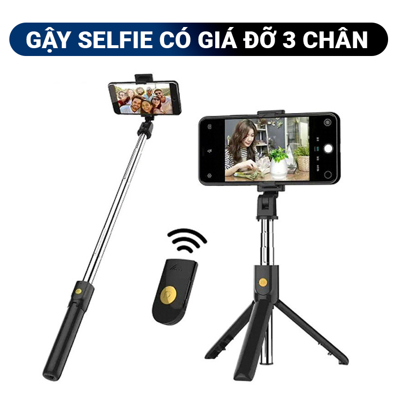 Gậy selfie tự sướng K07 có 3 chân giúp cố định khung ảnh, remote bluetooth chụp hình từ xa rất tiện lợi, kích thước nhỏ gọn dễ dàng mang theo, điều chỉnh độ cao
