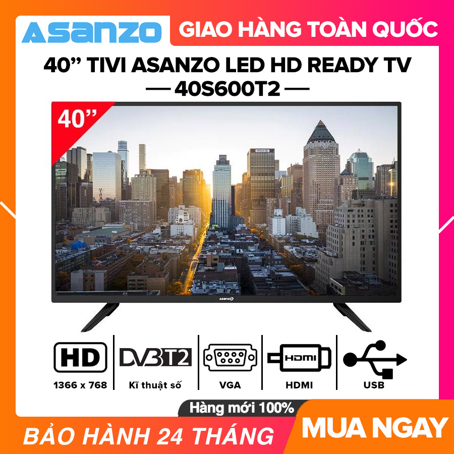 Tivi Led Asanzo 40 inch HD Ready - Model 40S600T2 Tích Hợp KTS DVB