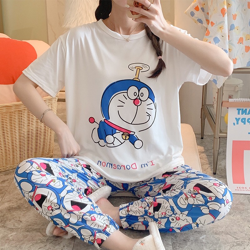 Bộ Đồ Cộc Tay Quần Dài Bo Gấu Doremon Doraemon