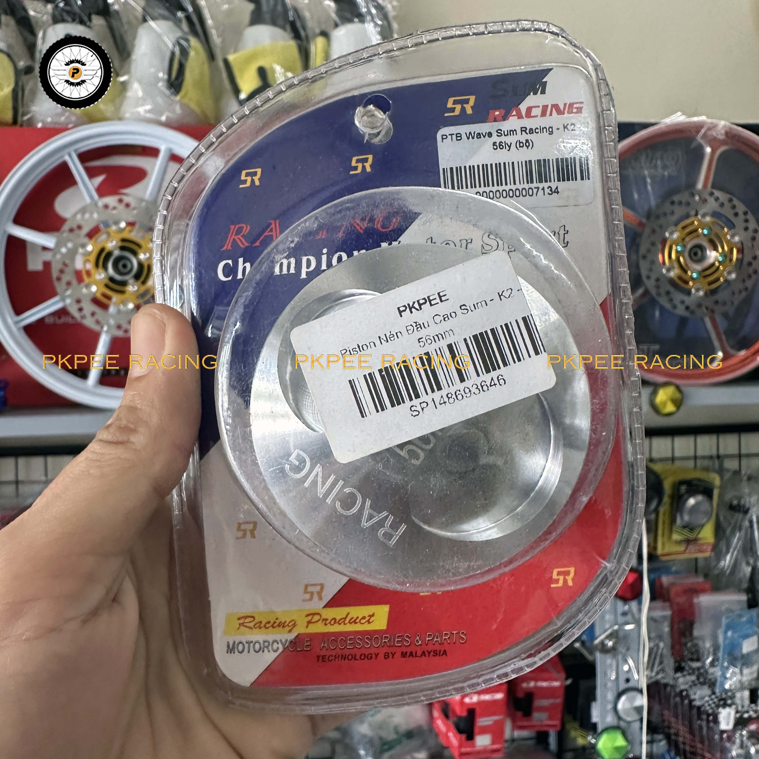 Trái Piston Nén Sum racing 54mm, 56mm Đầu Cao Dream, Wave, Sirius