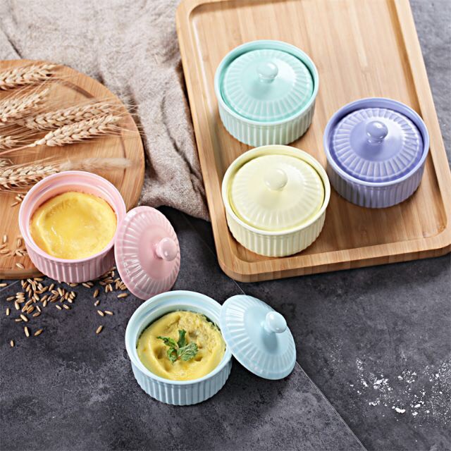 Chén sứ ăn dặm ramenkin có nắp 150ml cho bé