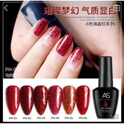 [HCM]Sơn gel as đỏ tango nhũ kim tuyến