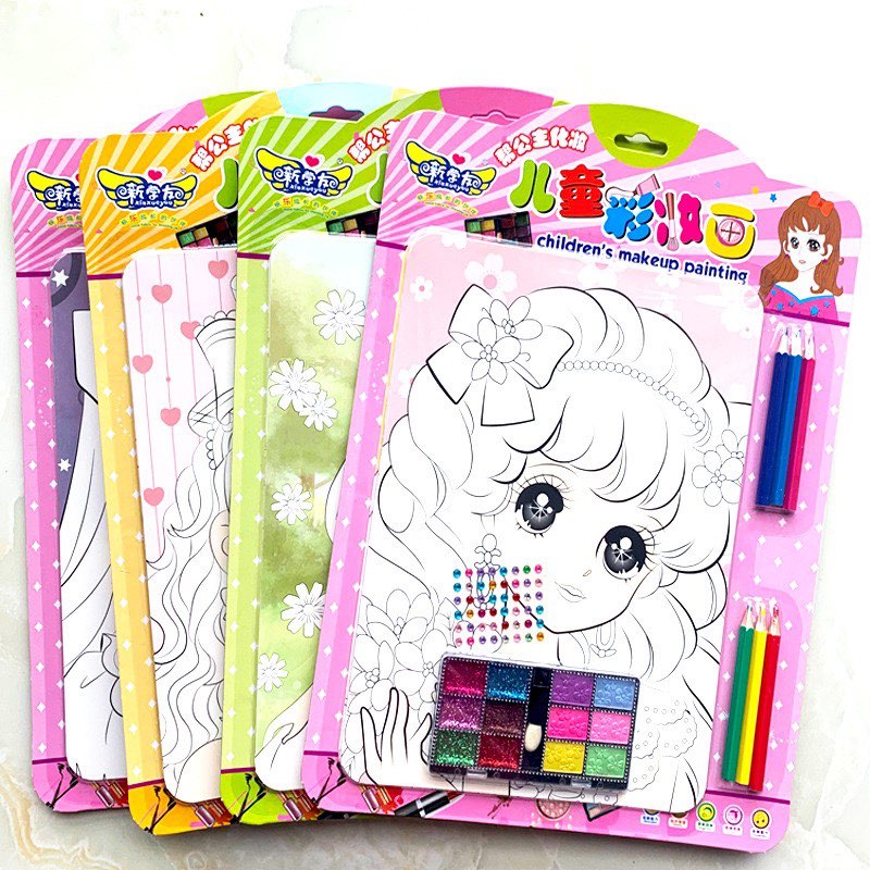 2 Set Tranh Tô Màu Trang Điểm Công Chúa Cho Bé