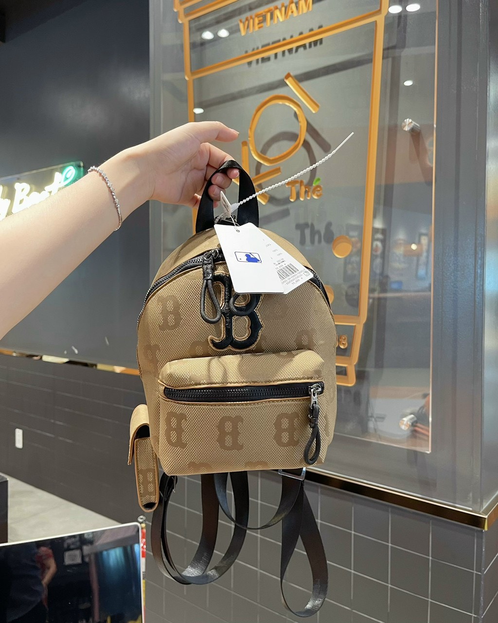 Balo Mini MLB NY Monogram Nylon Jacquard Backpack xuất dư Full Tag Mac