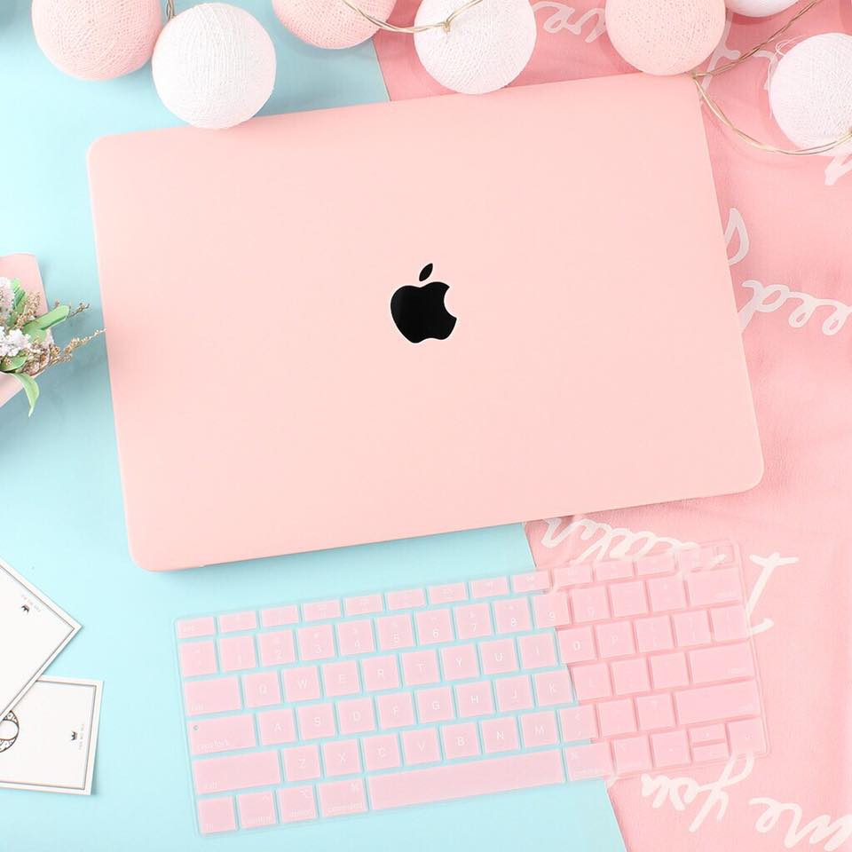 Combo Case ,Ốp + Phủ Phím Macbook Hồng Pastel