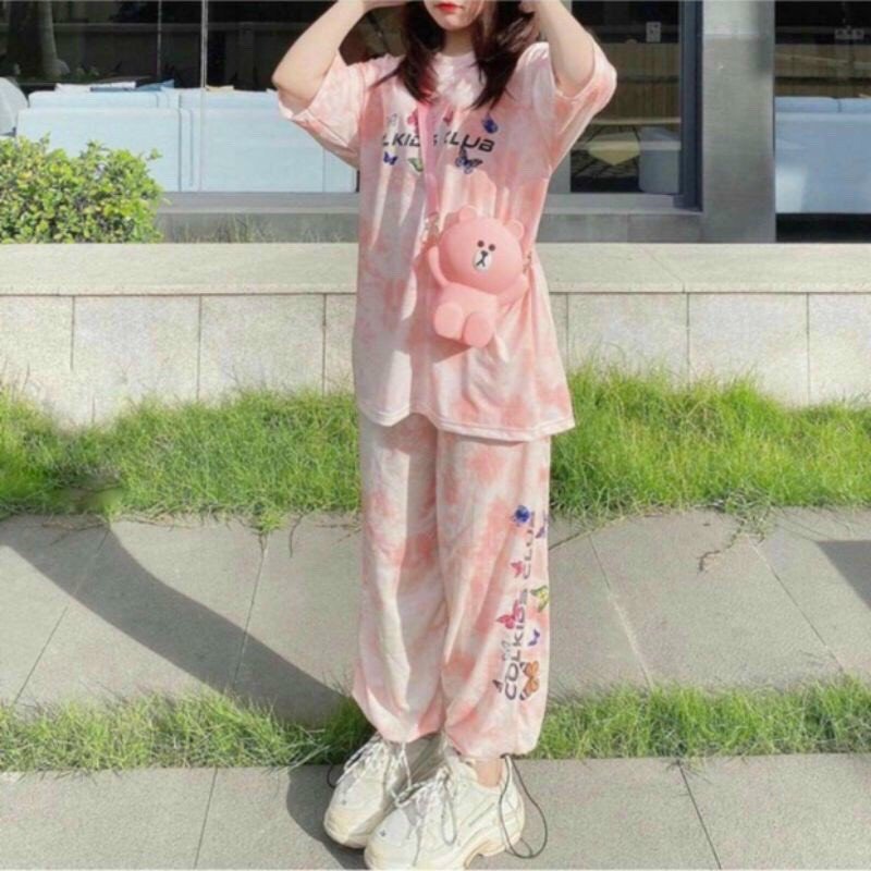 Set Đồ Bộ Loang Màu Hot Trend 2020 Thiết Kế Phông Trơn Đơn Giản Cá Tính