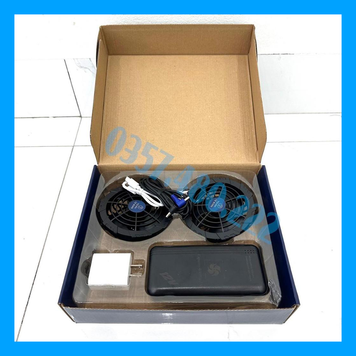 Bộ phụ kiện quạt,pin,sạc áo điều hòa 40000mah quạt 12v siêu mạnh sử dụng cho áo điều hoà làm mát