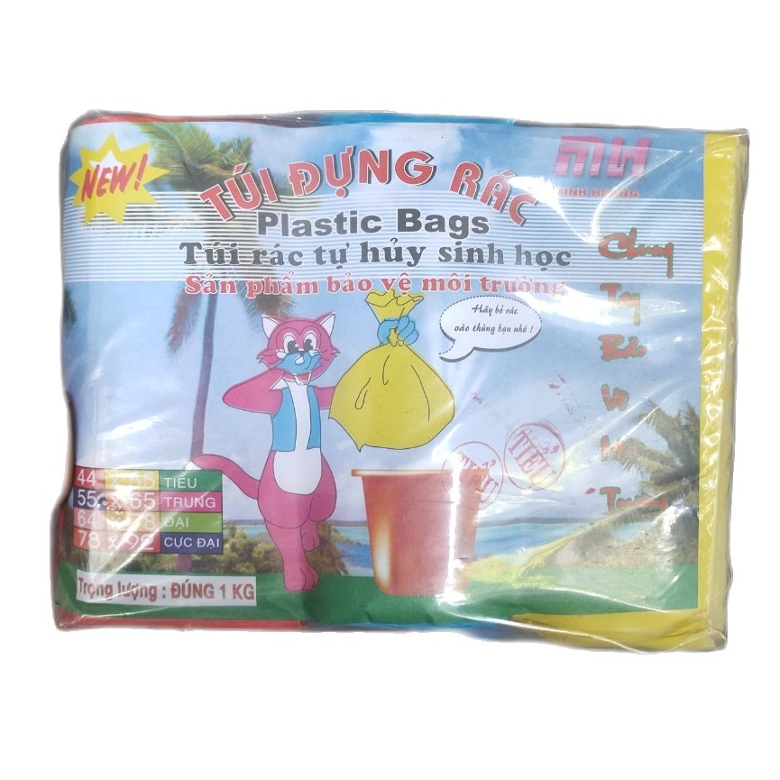 [HCM]Túi đựng rác trọng lượng 1 ký 3 cuộn size trung 55x65