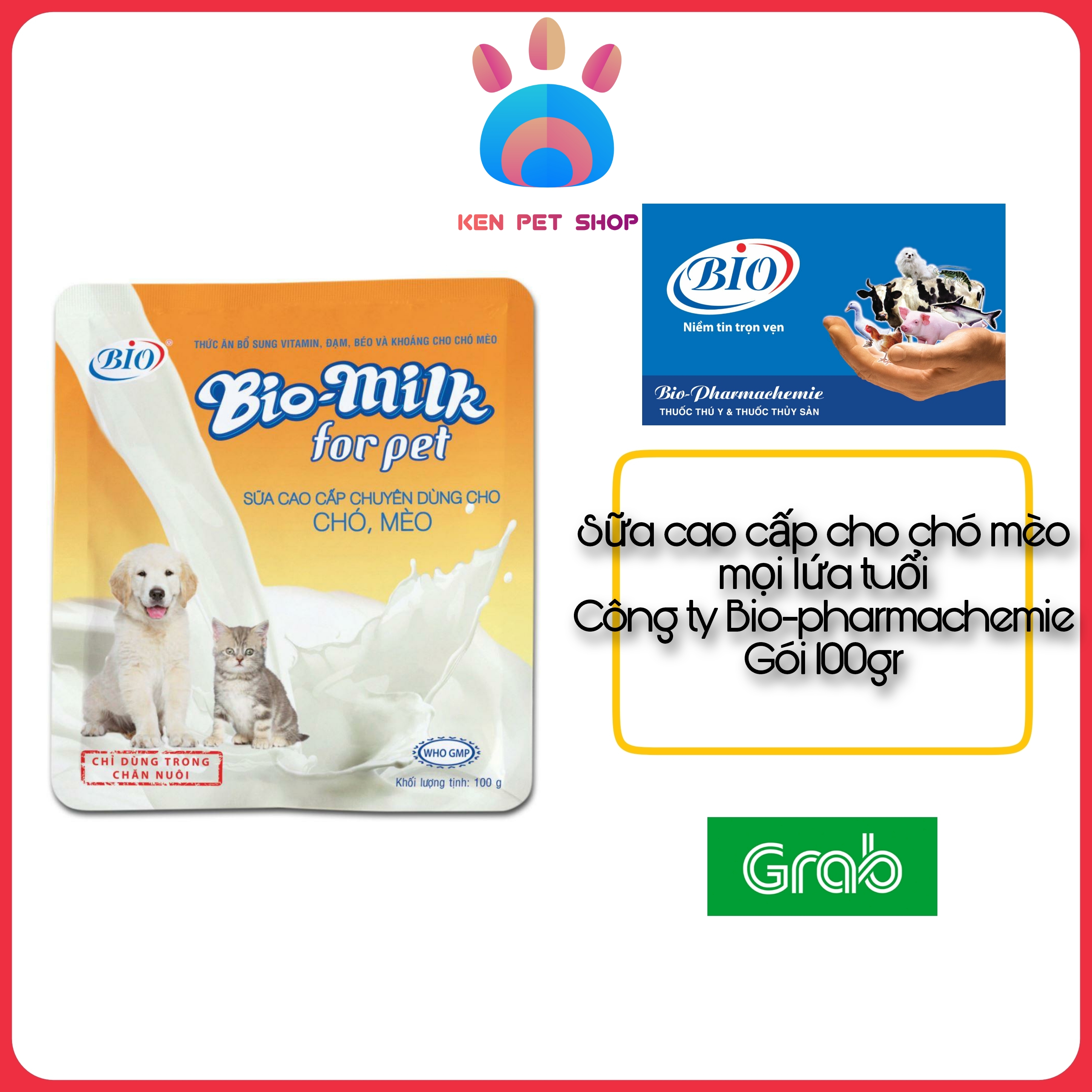 [BIO-MILK FOR PET và NOVA-PET MILK] [100GR] Sữa cao cấp chuyên dùng cho chó, mèo