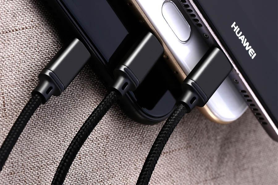 Cáp sạc Remax 3 đầu dây dù micro USB, Type C, lightning dùng cho điện thoại Android, iOs