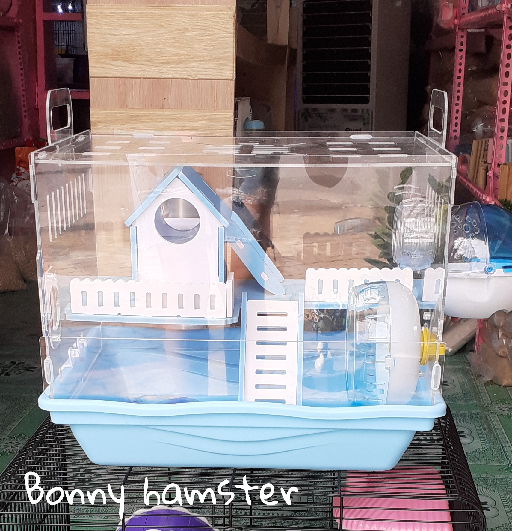 Lồng 37 cm lồng nhựa khung mica full phụ kiện dành cho hamster