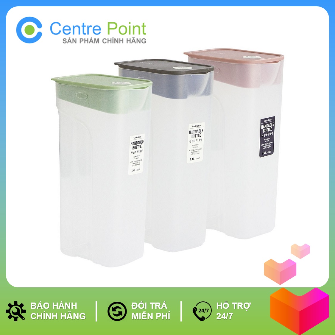 Bình đựng nước cao cấp Lock&Lock Handle Bottle HAP817 - dung tích 1.4L