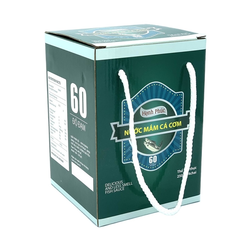 (Hộp 4 Chai 250ml- Thùng XỐP) Nước mắm Hạnh Phúc 60 độ đạm