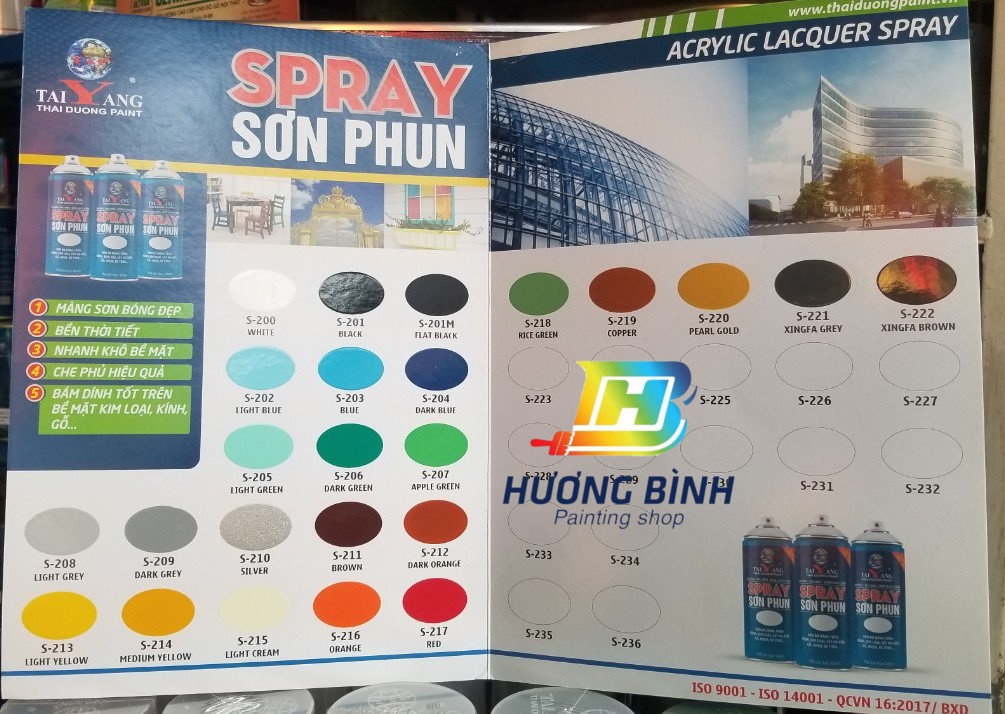 Sơn xịt Taiyang không cần sơn lót (dành cho bề mặt inox, gương, sắt mạ kẽm, nhựa, bê tông, gỗ)
