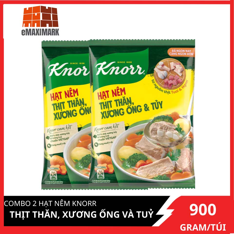 [HCM ship 2h] Combo 2 Hạt Nêm Knorr Thịt Thăn (Xương Ống & Tủy) Gói 900G
