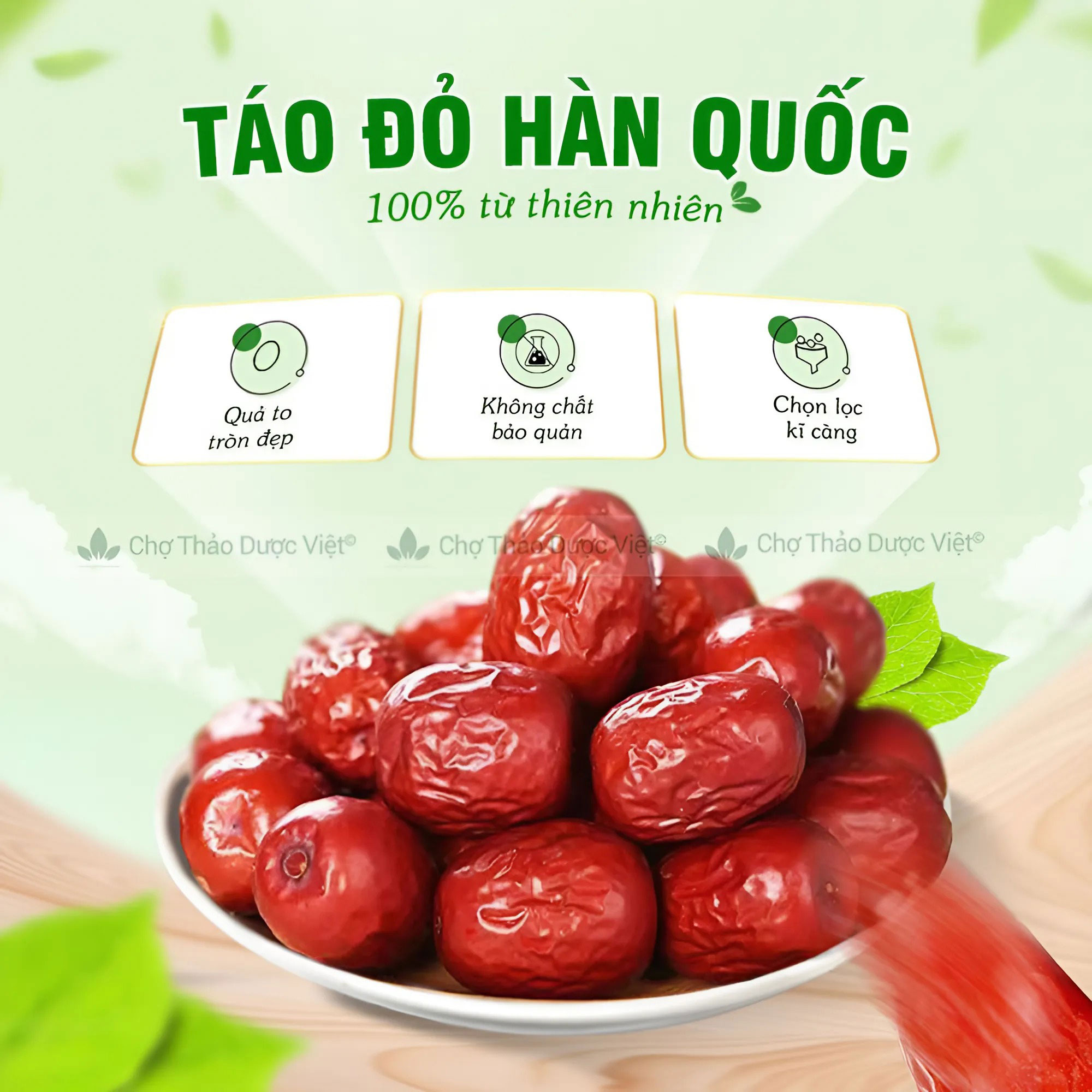 Táo đỏ Hàn Quốc 100g, trà táo đỏ Tân Cương, quả to, dày thịt, hạt nhỏ, vị ngọt, dùng ăn vặt, pha trà, hầm canh