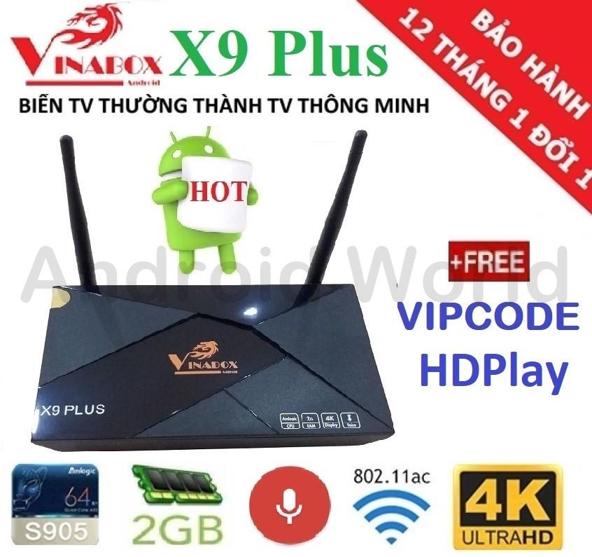 Hộp Android Tivi Box VINABOX X9 PLUS (Voice Search) + Tặng VIPCODE HDPlay - Phân Phói bởi Android World