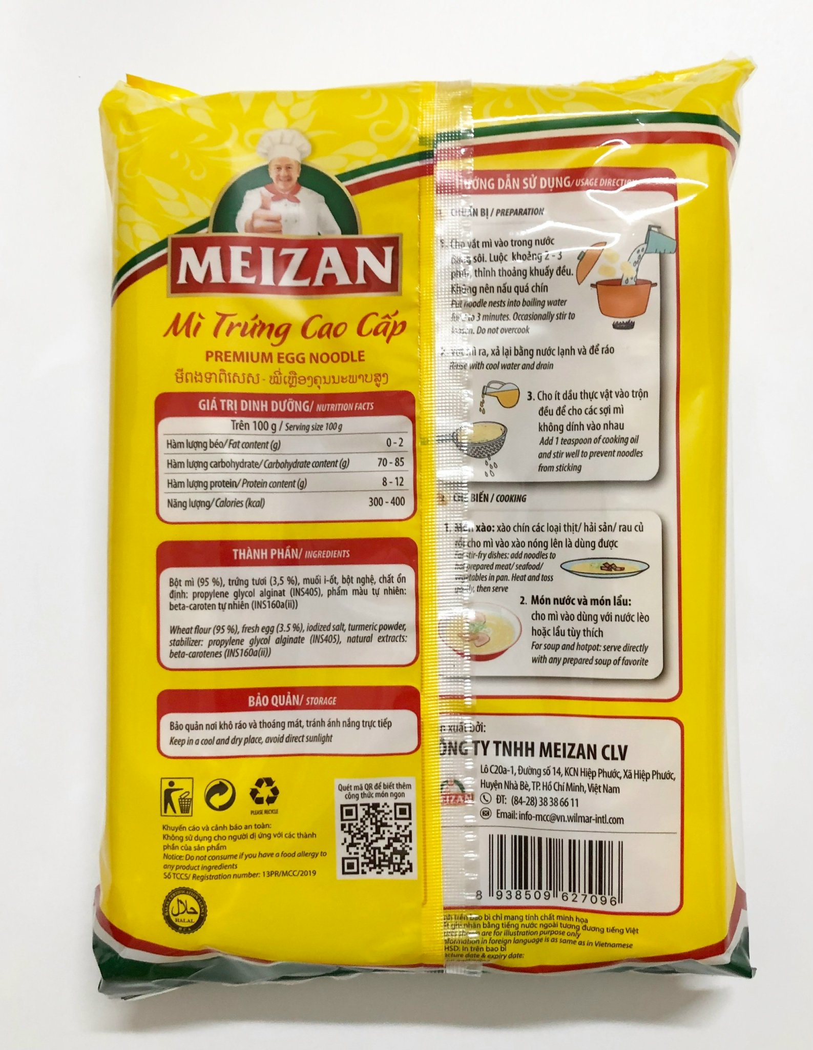 Mì trứng sợi tròn cao cấp Meizan 500gr