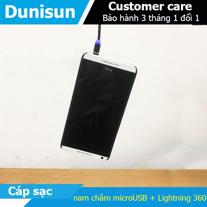 Cáp Sạc Từ Hít Nam Châm Đầu Android hoặc IPhone 360 Độ Dây Dù,Có LED