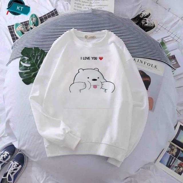 Áo thun gấu bẹo má i love you bo tay kth1019