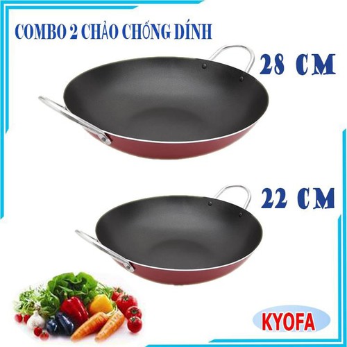 Combo 2 chảo sâu lòng 28 cm và 22 cm cao cấp - vchao