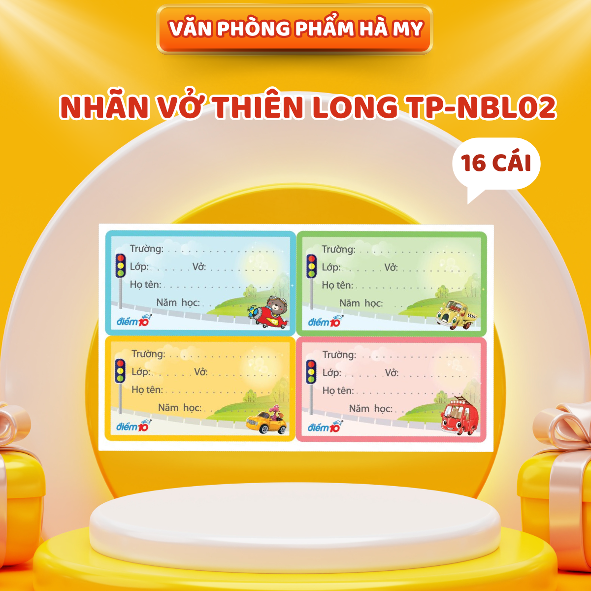 (5 Xấp 80 Cái) Nhãn vở học sinh Điểm 10 Thiên Long TP-NBL02