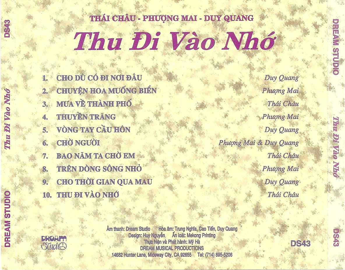 Thu Đi Vào Nhớ (Dream Studio CD043)