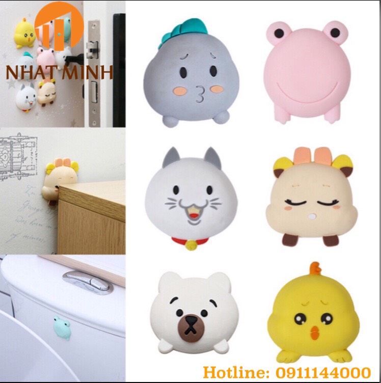 Miếng Silicon hình thú dán tường chặn cửa chống va đập