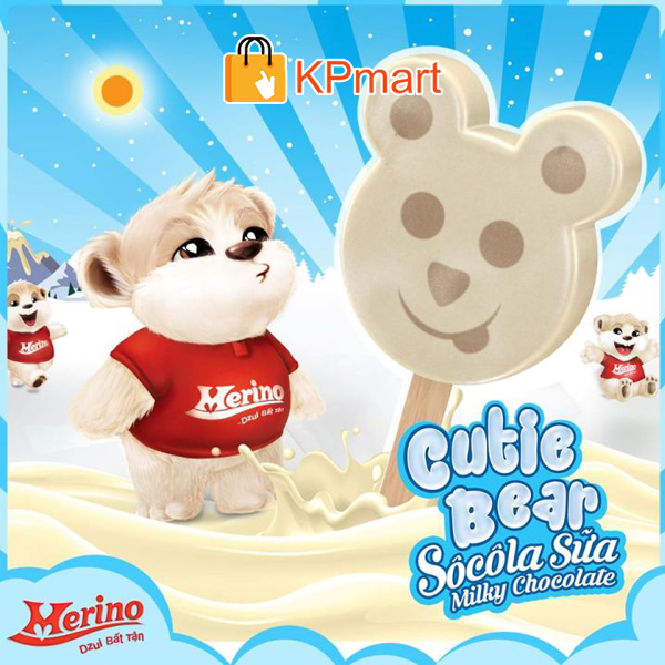 (GIAO HỎA TỐC HCM) Kem gấu socola sữa Merino Kool Cutie Bear 64g