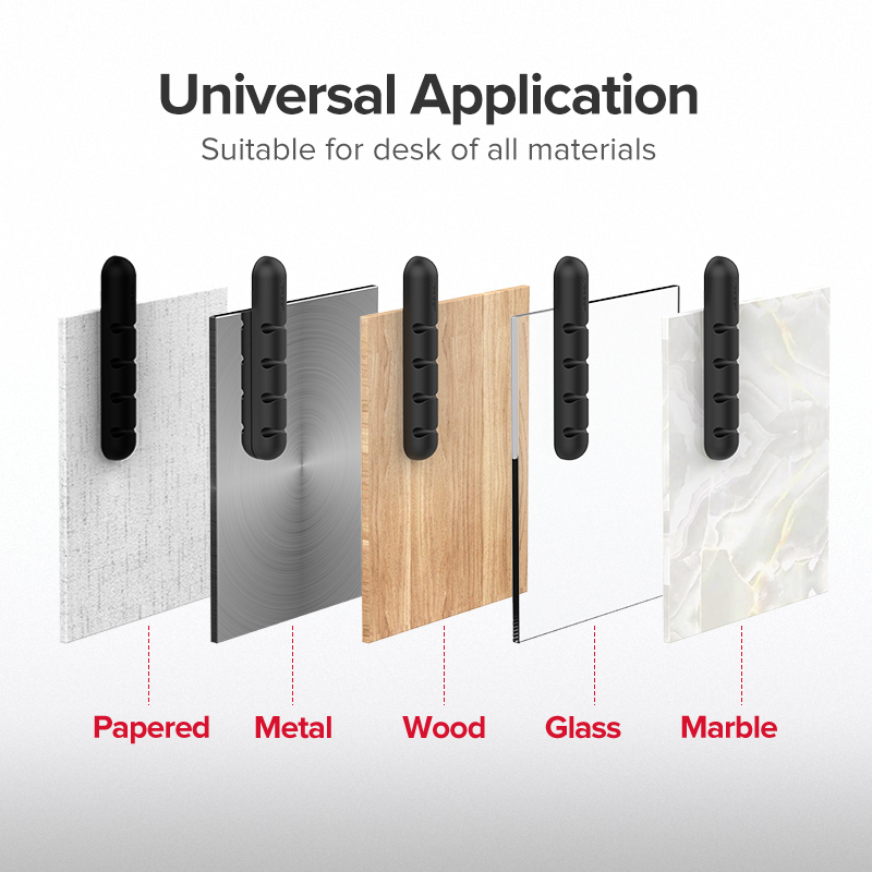 UGREEN 7 Clips Cable Organizer Silicone USB Cable Winder Flexible Cable Management Clips Cable Holder for Mouse Headphone Earphone