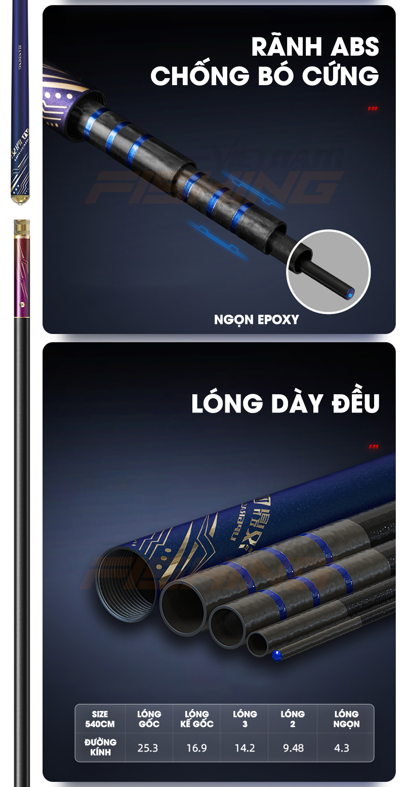 Cần Handing Nhất Hào Hắc Khanh TH4 3H. Bảo hành 2 lóng miễn phí.