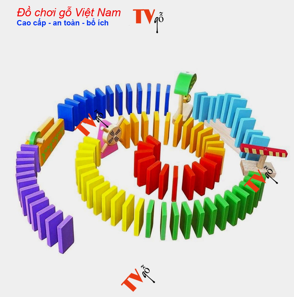 Bộ đồ chơi xếp Domino bằng gỗ cho bé | Bộ xếp Domino gỗ | Đồ chơi xếp khối gỗ hiệu ứng Domino | Đồ chơi gỗ Việt Nam