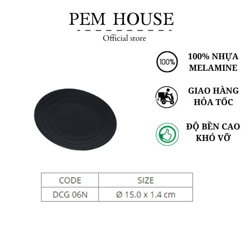 Dĩa nhựa gân cạn đen nhám- dcg06n