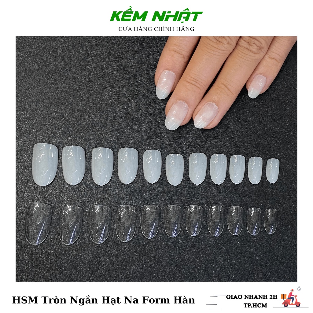 Móng Úp JIELIYA Tem Xanh Tròn Ngắn Hạt Na Form Hàn