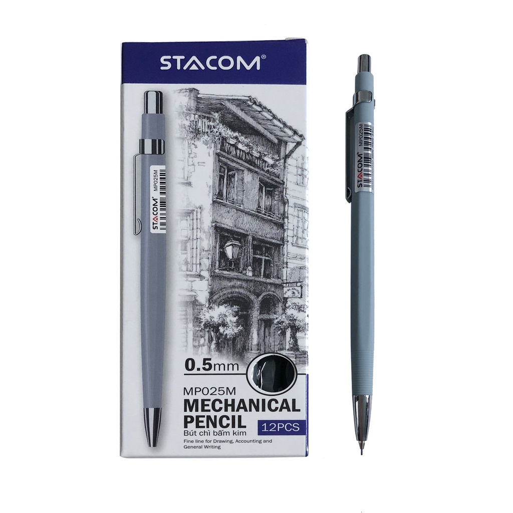 Bút Chì Kim Bấm Học Sinh STACOM Kèm Đầu Tẩy (Gôm) - Ngòi 0.5mm - Vỏ Nhựa Nhiều Màu Vô Cùng Sinh Động, Dễ Dàng Tẩy Xóa - MP025M