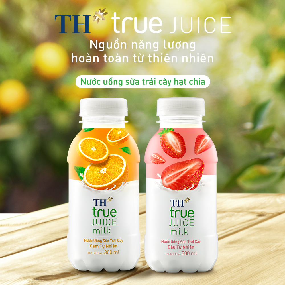 Thùng 24 chai nước uống sữa trái cây cam tự nhiên TH True Juice Milk 300ml (300ml x 24)