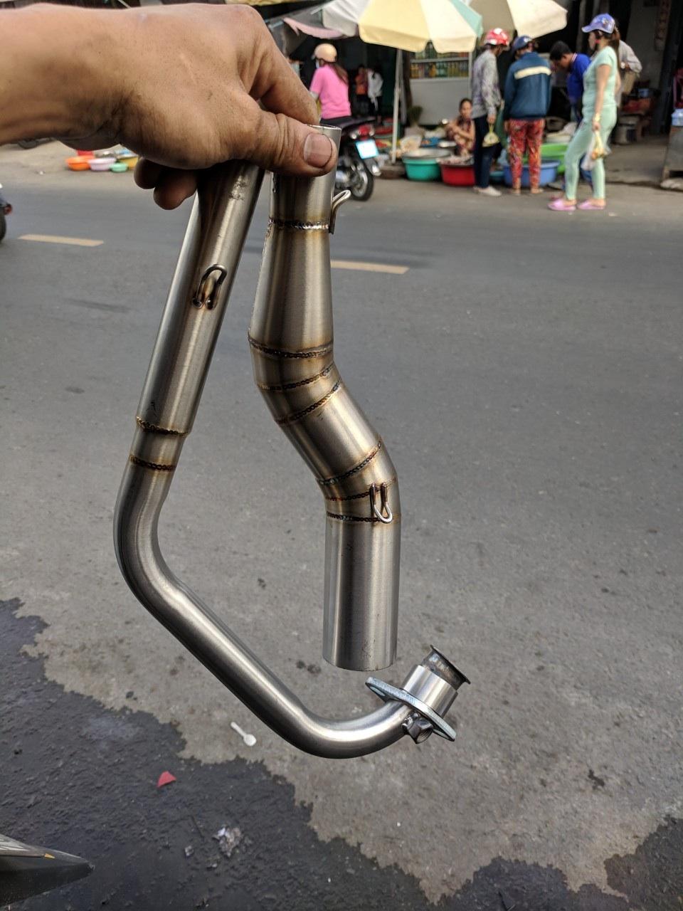 Cổ pô RAIDER xăng cơ 2 khúc inox 304