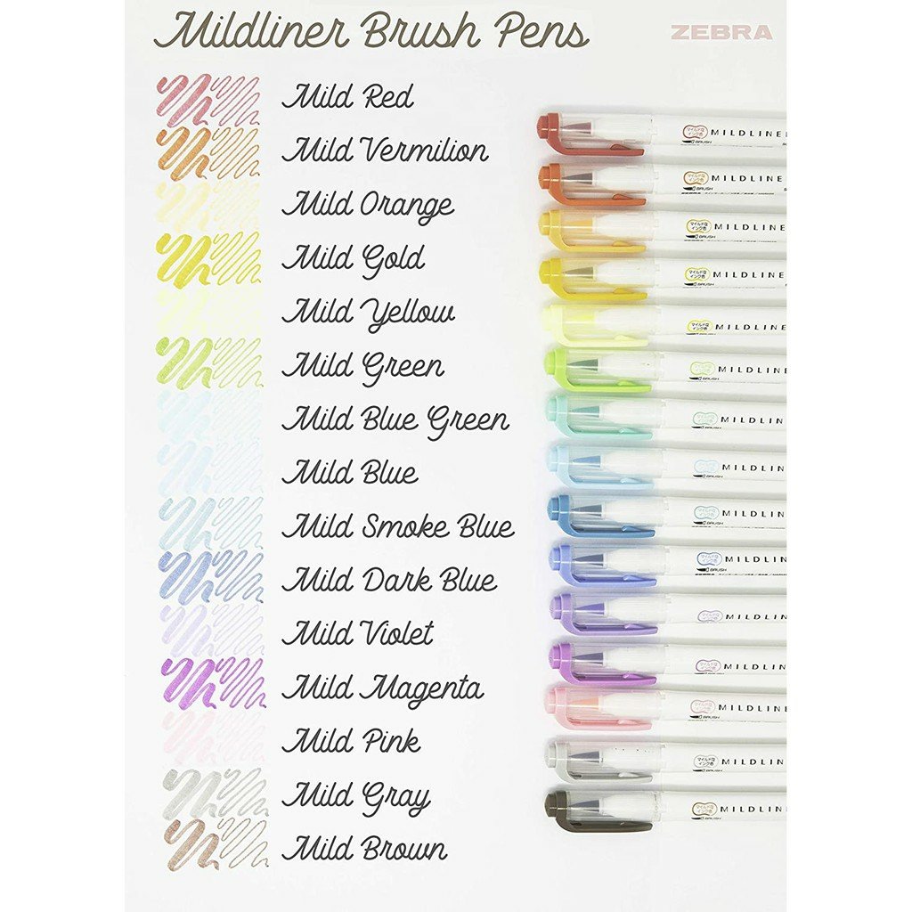 Set 5 bút 2 đầu Zebra mildliner Brush