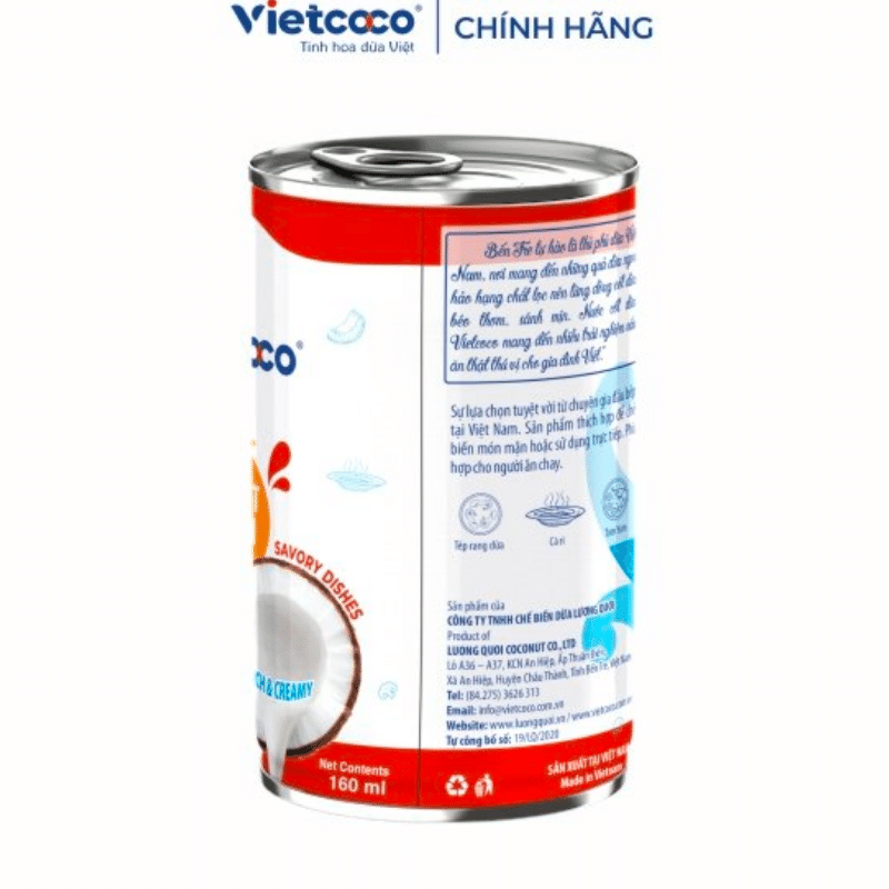 Nước cốt dừa tươi Vietcoco cho món mặn lon 160ml