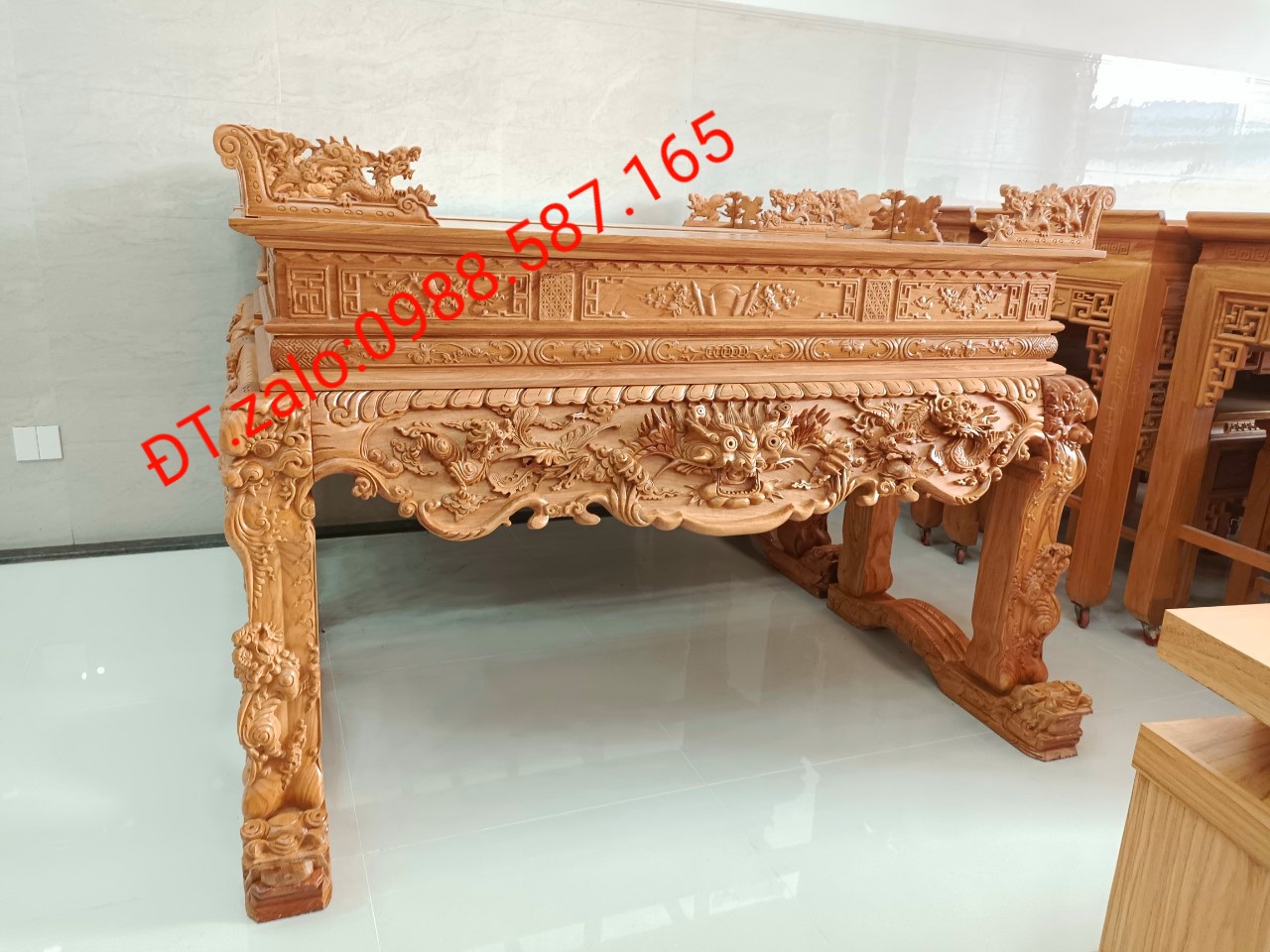 Sập thờ tứ linh,sập thờ gỗ gõ đỏ vip chân 20 ( FREESHIP 60 KM ) cc