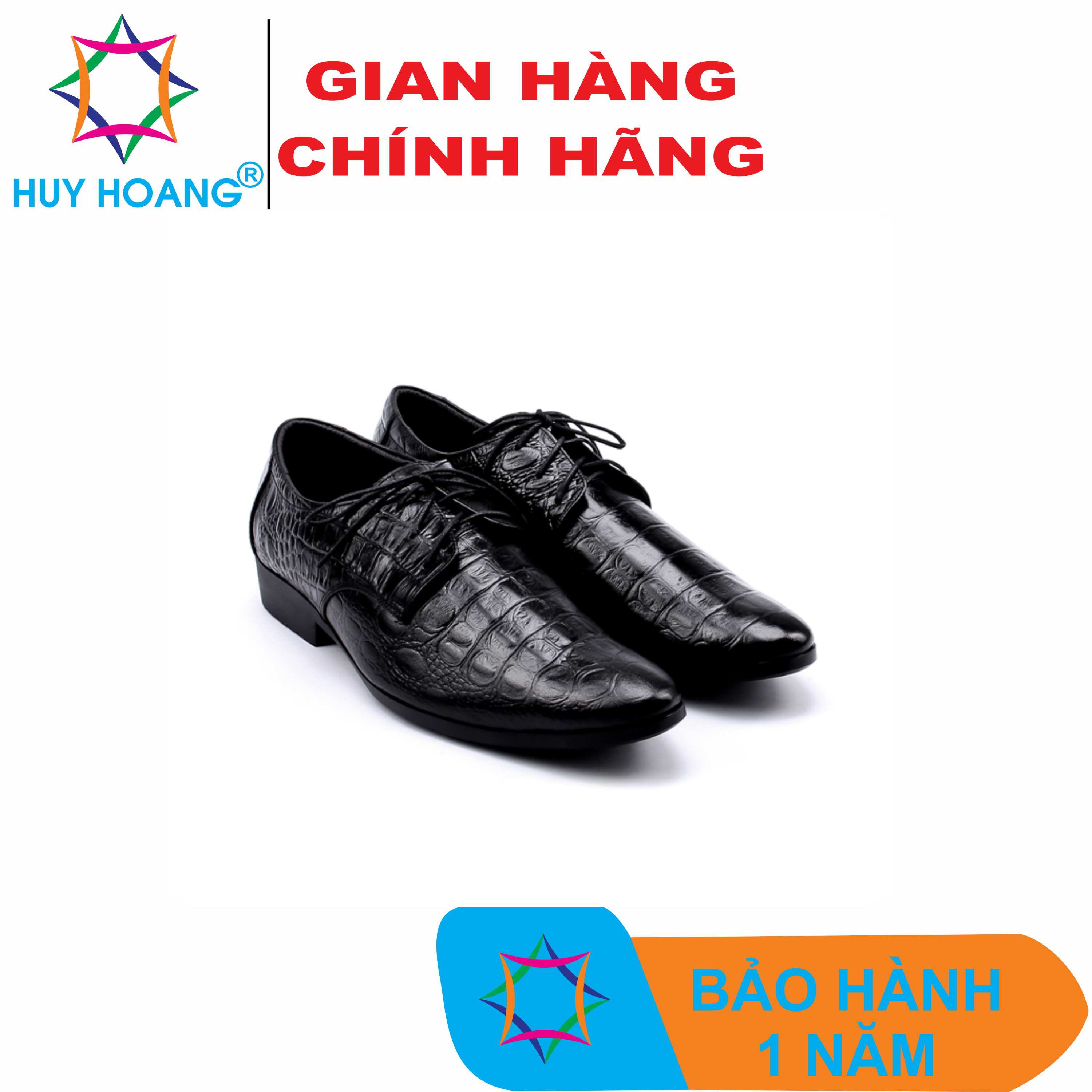 Giày nam vân cá sấu màu đen TH7128