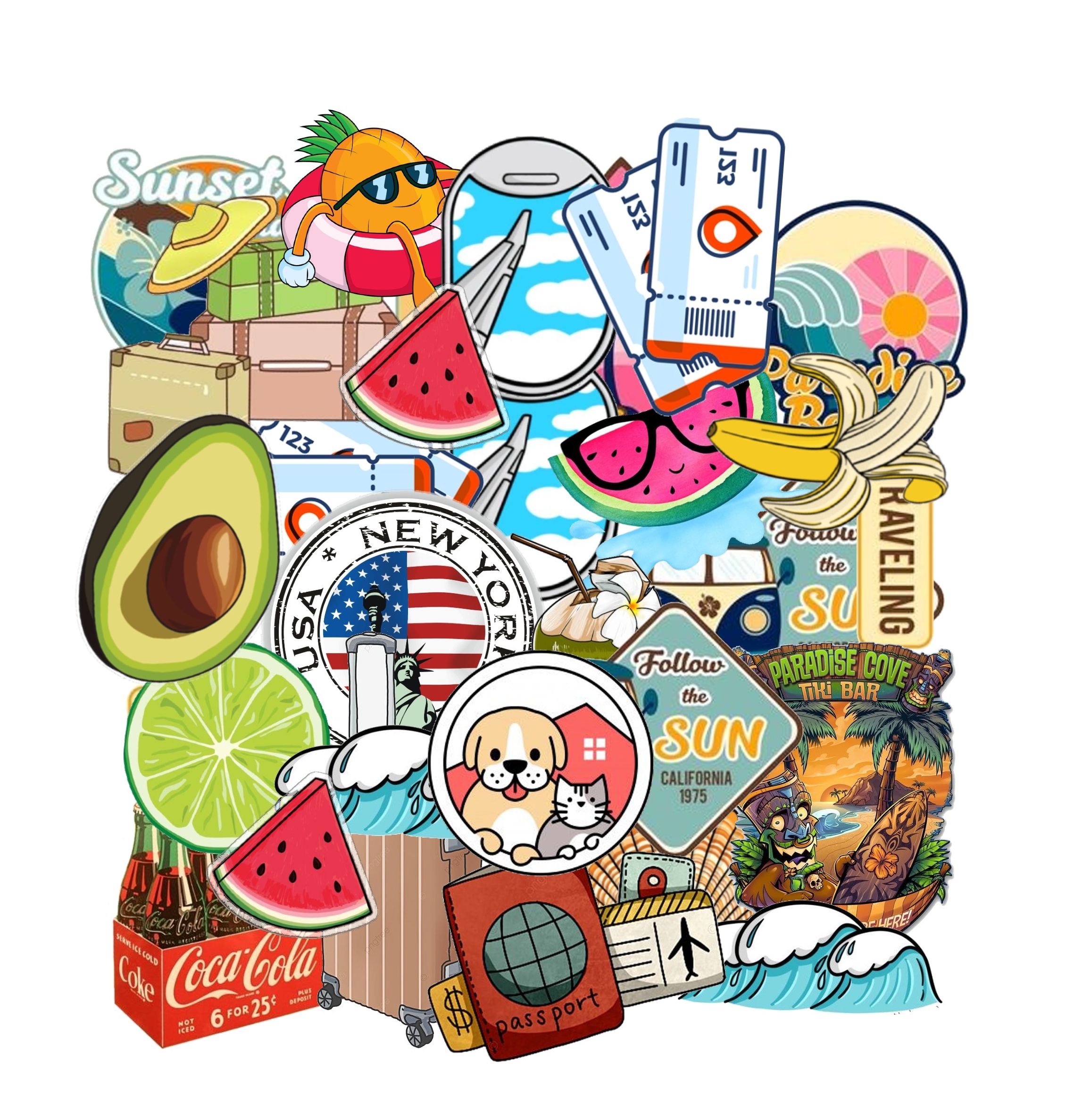 Bộ Sticker Summer vacation trang trí cute