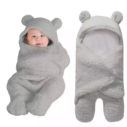 Khăn Ủ có chân gấu trắng lông cừu cho bé sơ sinh