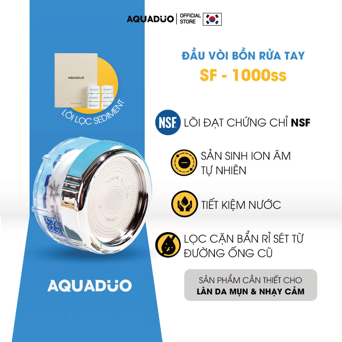 SF-1000SSA Đầu vòi bồn rửa tay (tăng áp lọc nước), Aquaduo,HCM