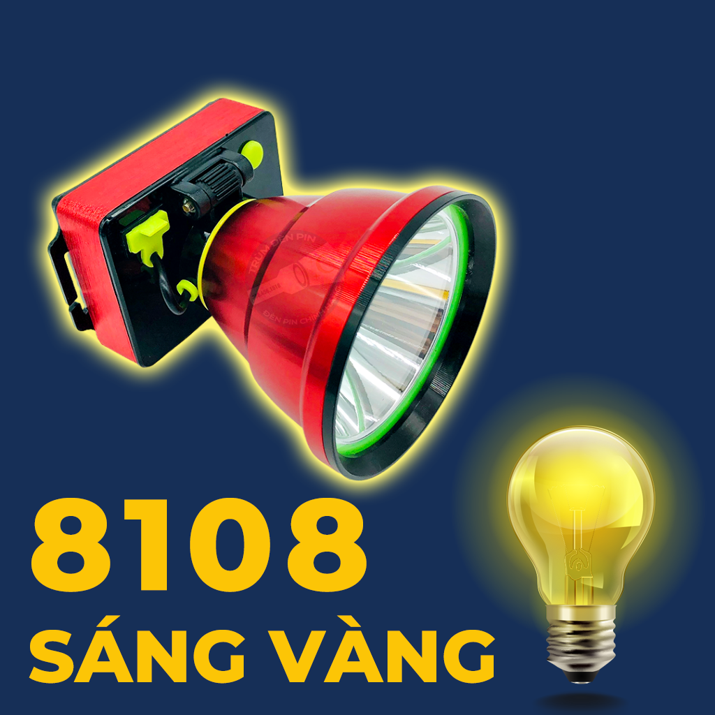 Đèn đeo đầu siêu sáng 200W YUXING 8108 LED đèn pin đội đầu chiếu xa chống nước ánh sáng Vàng và Trắng