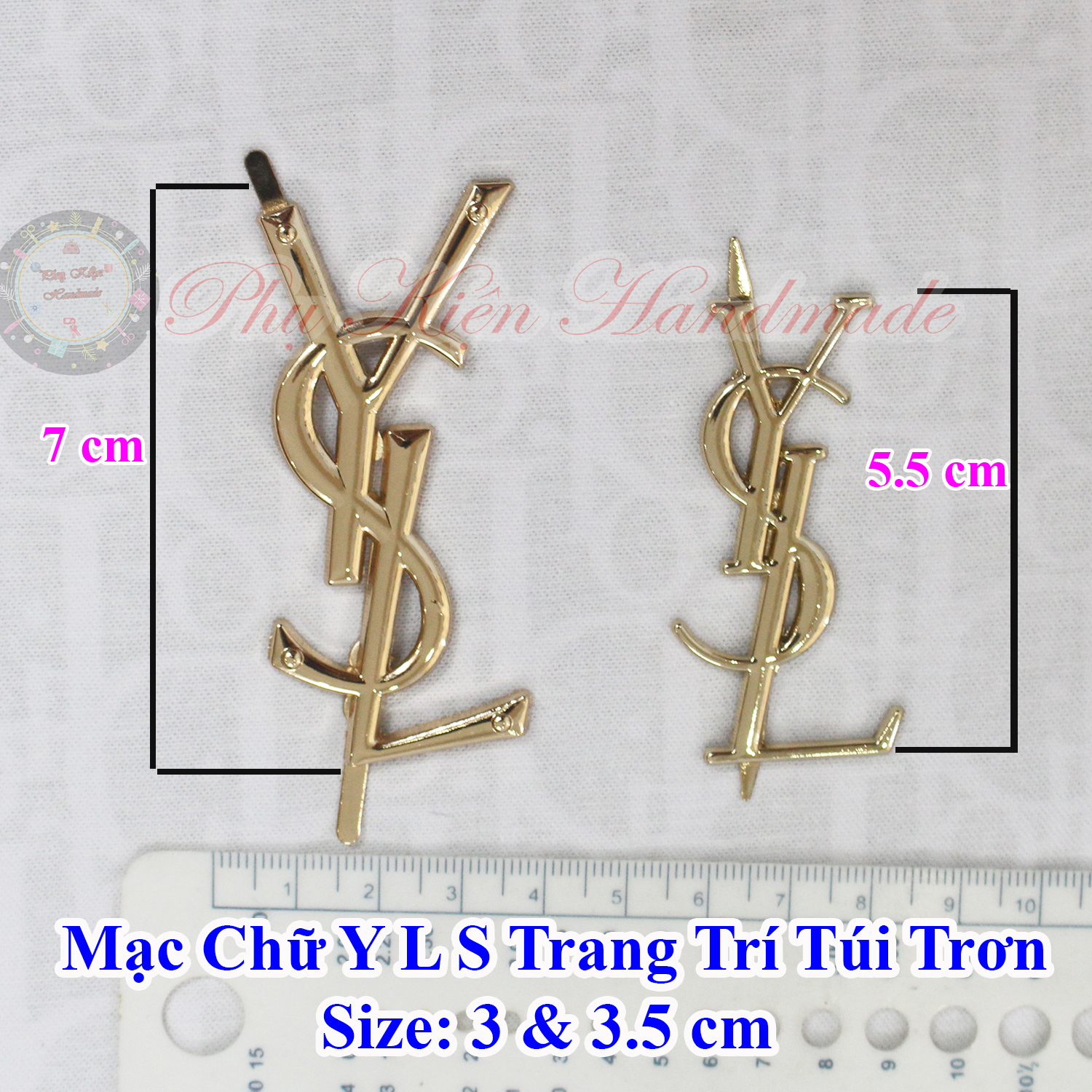 Mạc chữ Y L S trang trí túi trơn