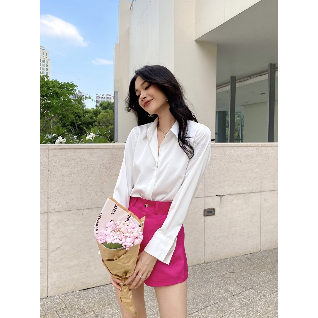 [ LAZXuhuong02 giảm 25K /199K] ÁO SƠ MI TRẮNG CÔNG SỞ LỤA SILK JAMES SHIRT SM69W